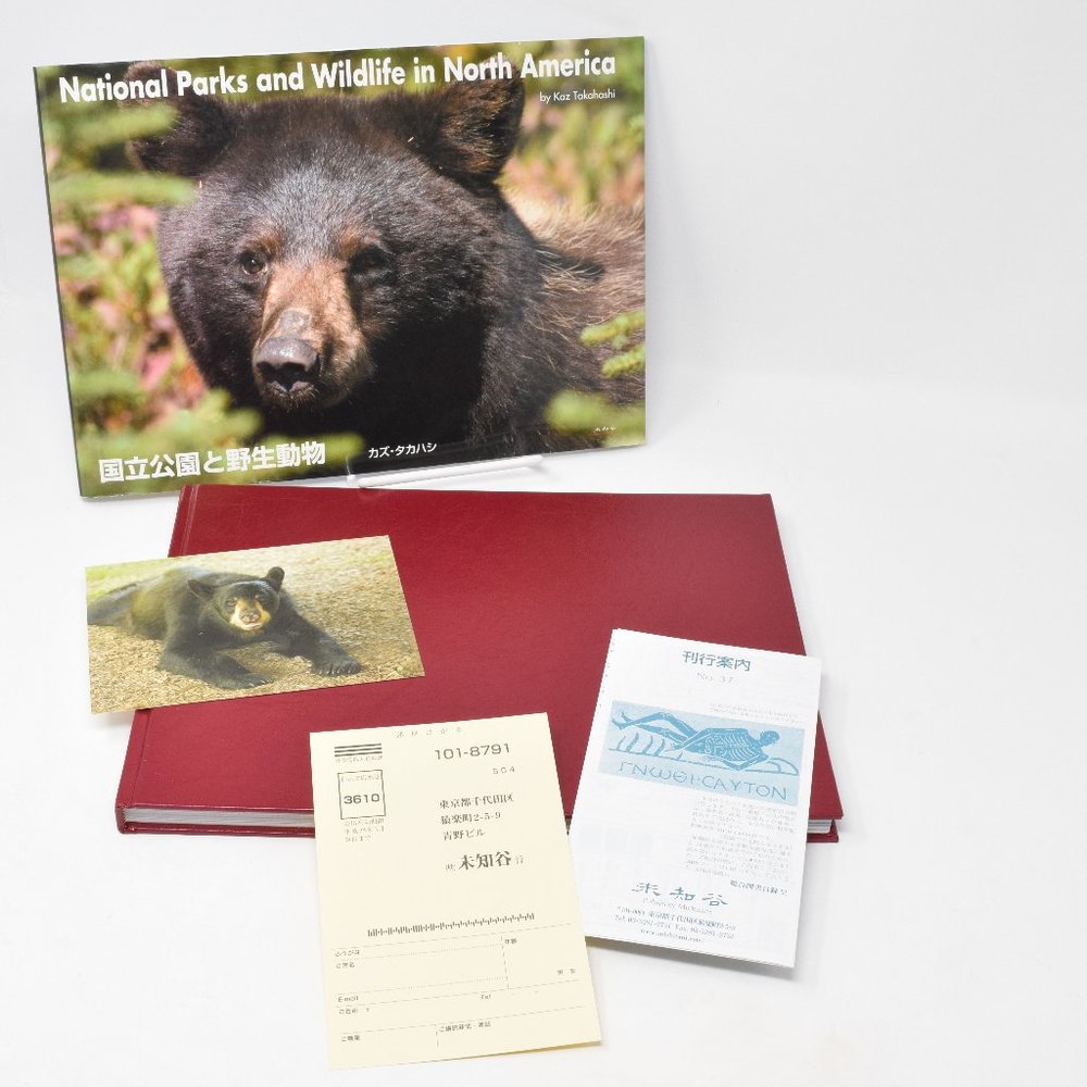 SIGNED National Parks & Wildlife in North America Kaz Takahashi HC Bear Postcard